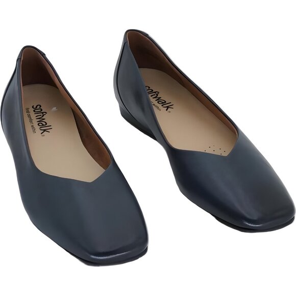 SoftWalk Vellore Navy Ballet Flats Square Toe Slip-On Women's US 8 - Picture 1 of 6